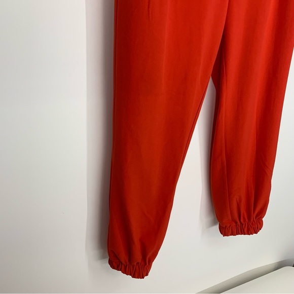 New York & Company Deep Orange Belted Pants Jogger Taper Elastic Slim Ankle - Picture 3 of 16